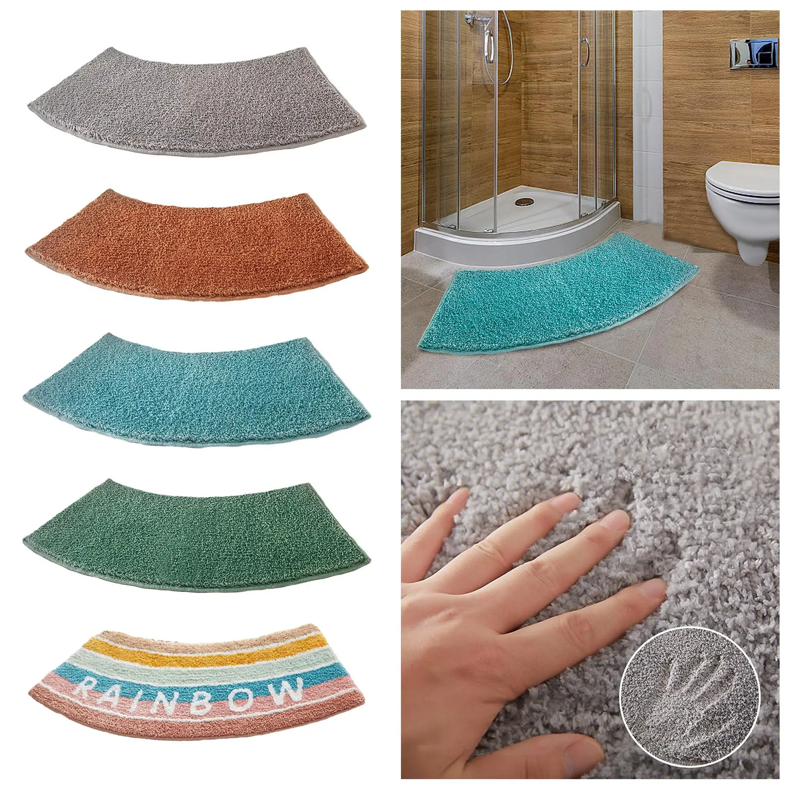 Curved Shower Mat Toilet Rug B - огляд і ціна Bamboo Bath Mat